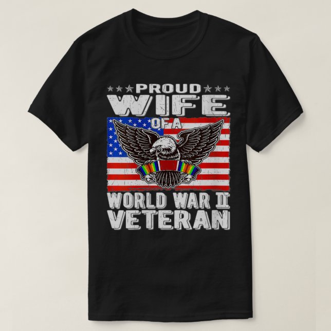 Womens Proud Wife Of A World War 2 Veteran Patriot T-Shirt (Design Front)