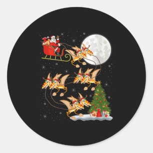 Womens Pterodactyls Dinosaur Bird Santa Sleigh Fly Classic Round Sticker