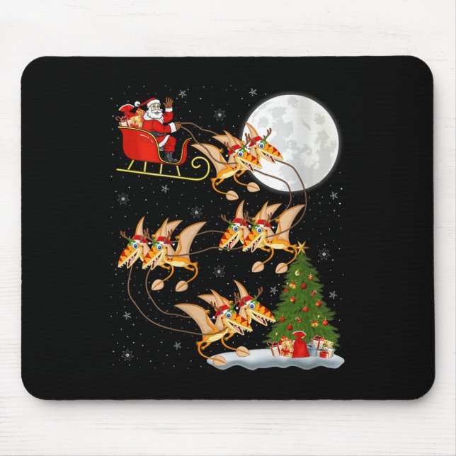 Womens Pterodactyls Dinosaur Bird Santa Sleigh Fly Mouse Mat (Front)