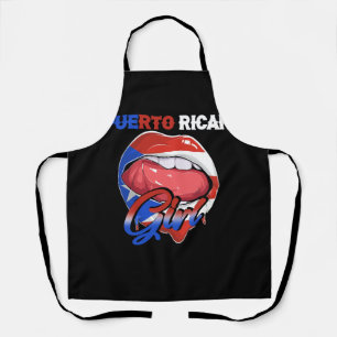 Womens Puerto Rican Girl Puerto Rican Flag Lips Pu Apron