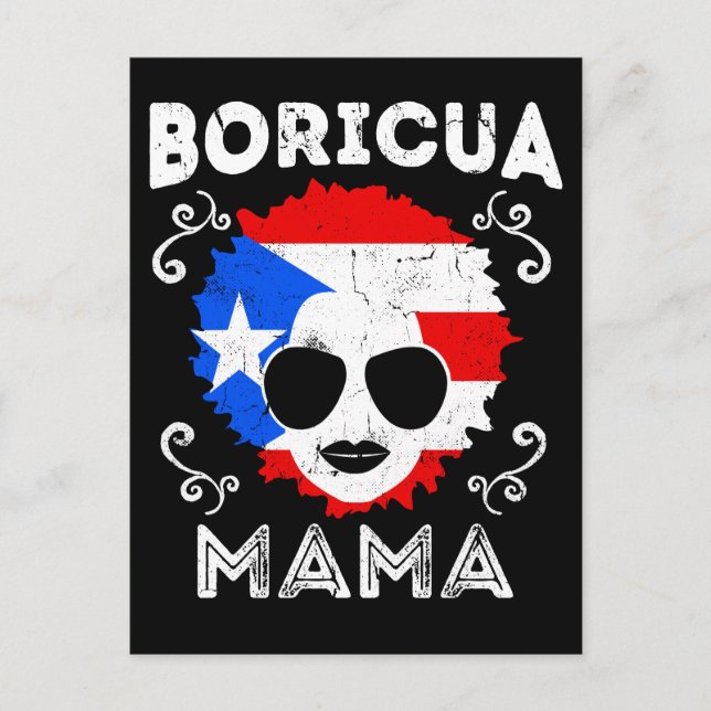 Womens Puerto Rico Boricua Mama Flag Mothers Day Postcard (Front)
