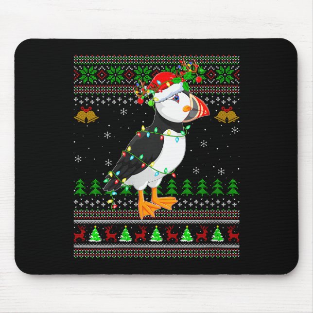 Womens Puffin Bird Ugly Christmas Sweaters Holiday Mouse Mat (Front)