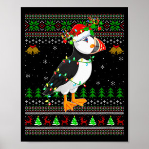 Womens Puffin Bird Ugly Christmas Sweaters Holiday Poster
