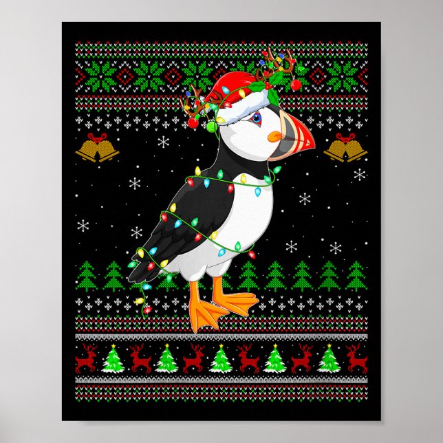 Womens Puffin Bird Ugly Christmas Sweaters Holiday Poster (Front)