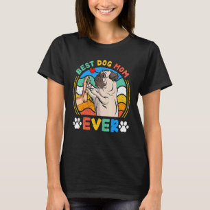 Womens Pug Best Dog Mum Ever Dog Retro T-Shirt