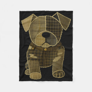 Womens Pug Dog Lover Pattern Houndstooth Patchwork Fleece Blanket