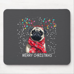 Womens Pug Dog Xmas Santa Hat F Christma Long Slee Mouse Mat