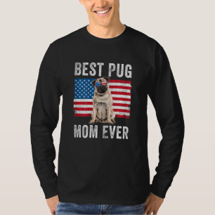 Womens Pug Mum Usa American Flag Dog Owner Christ T-Shirt