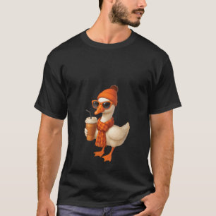 Womens Pumpkin Cozy Season Fall Goose Autumn Vibes T-Shirt