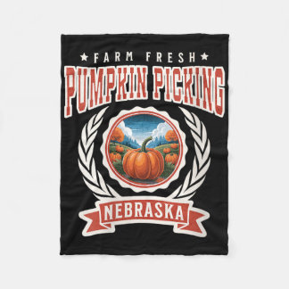 Womens Pumpkin Picking Nebraska Family Fall Autumn Fleece Blanket