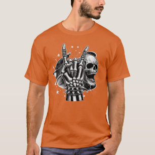 Womens Punk Rock Skeleton Cool Rocker Halloween Co T-Shirt