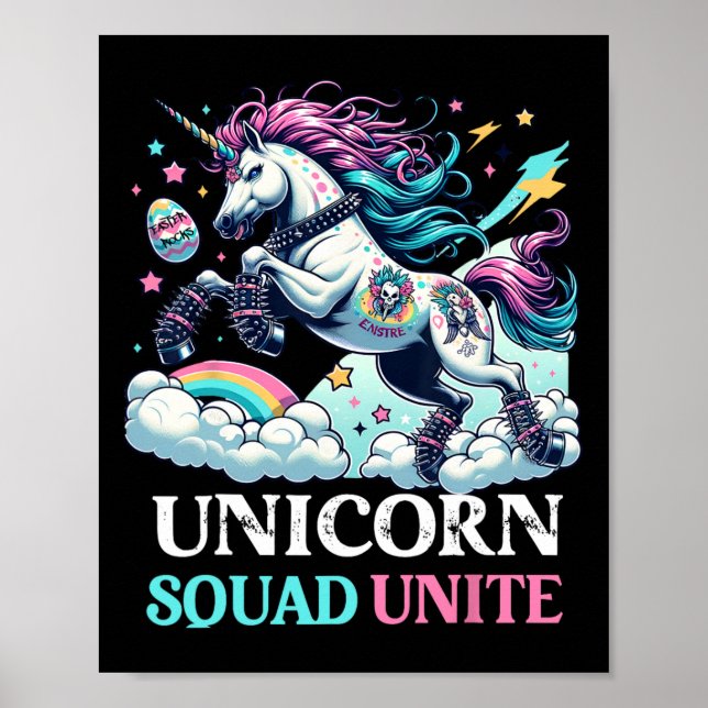 Womens Punk Rock Unicorn Squad Unite Funny Easter  Poster (Front)
