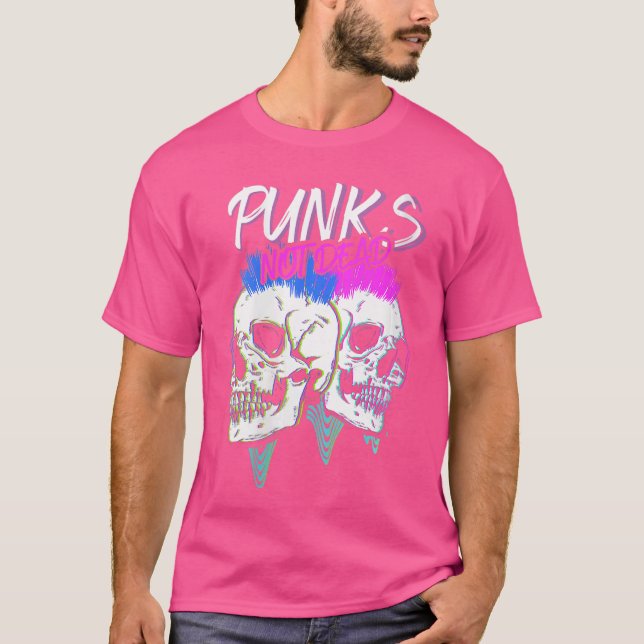 Womens Punks Not Dead Skeletons Punker Rocker Punk T-Shirt (Front)
