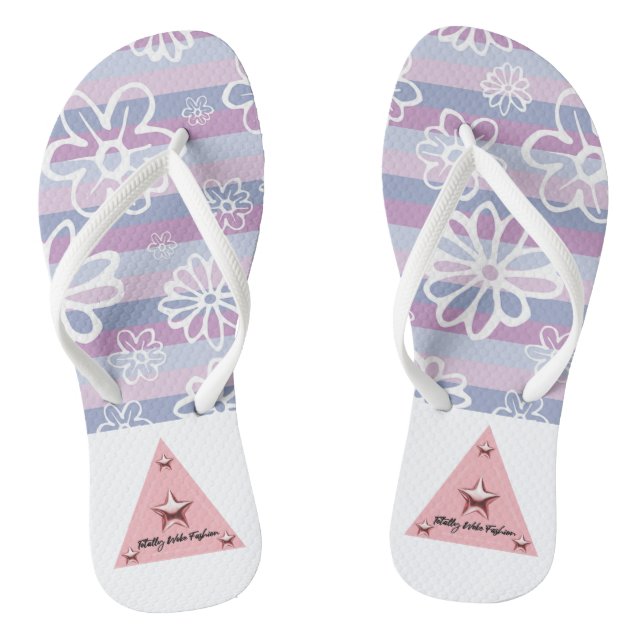 Women's Purple And Pink Floral Adult Flip Flops (Footbed)