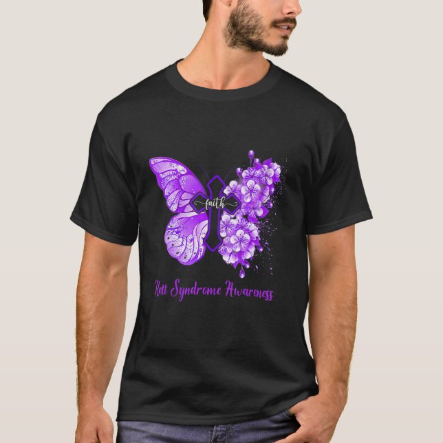 Womens Purple Butterfly Faith Rett Syndrome Awaren T-Shirt (Front)
