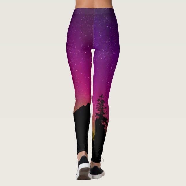 Women's Purple Northern Lights Leggings (Back)
