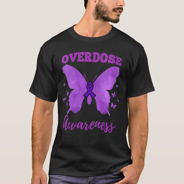 Womens Purple Ribbon Overdose Awareness VNeck T-Shirt (Front)