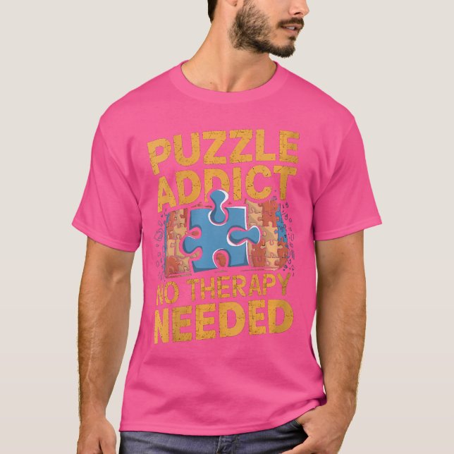 Womens Puzzle Addict No Therapy Needed Funny Jigsa T-Shirt (Front)