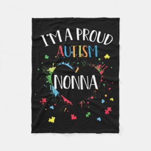 Womens Puzzle Heart Im A Proud Autism Nonna Autism Fleece Blanket