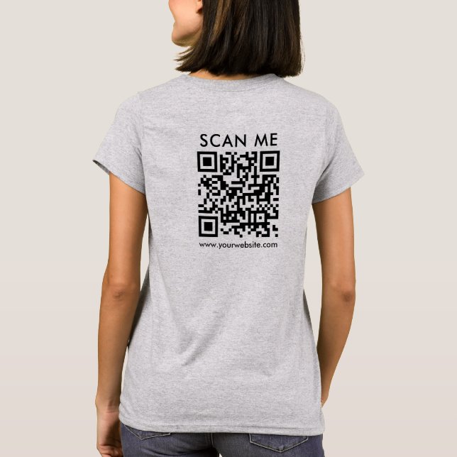 Womens QR Code Scan Me Back Print Light Steel Grey T-Shirt (Back)