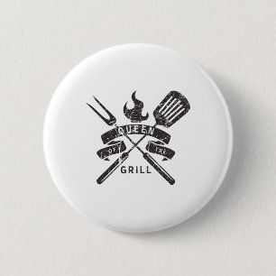 Womens Queen Of The Grill - Grilling Master Quote  6 Cm Round Badge