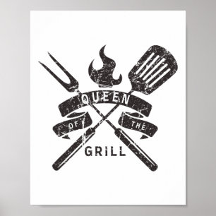 Womens Queen Of The Grill - Grilling Master Quote Poster