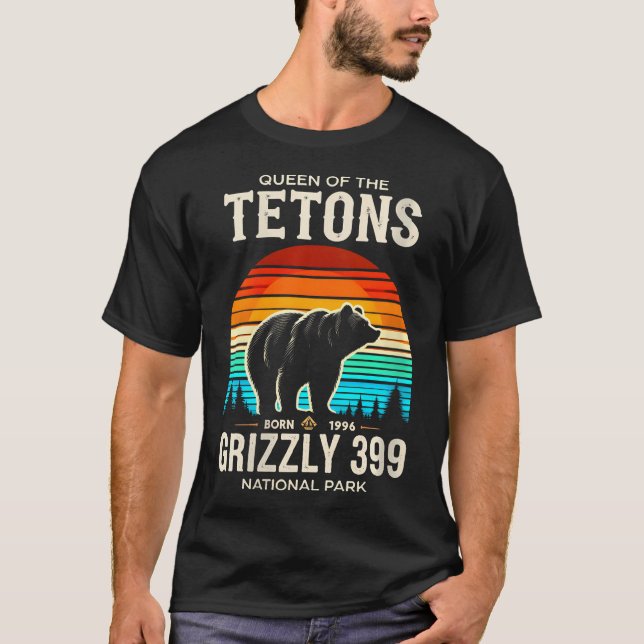 Womens Queen Of The Tetons Grizzly 399 National Pa T-Shirt (Front)
