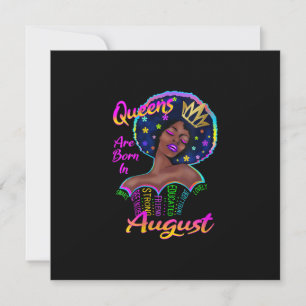 Womens Queens Are Born In August Birthday Black Invitation