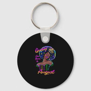 Womens Queens Are Born In August Birthday Black Key Ring