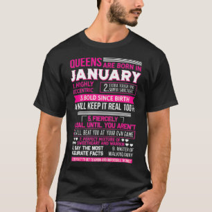 Womens Queens are born in January Funny Birthday G T-Shirt