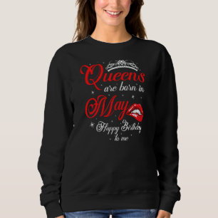 Womens Queens Are Born In May Zodiac Taurus Gemini Sweatshirt