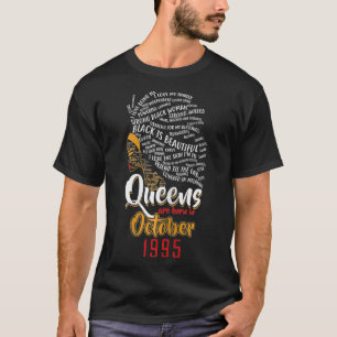 Womens Queens Are Born In OCTOBER 1995 25th Birthd T-Shirt