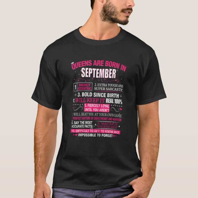 Womens Queens Are Born In September T-Shirt (Front)