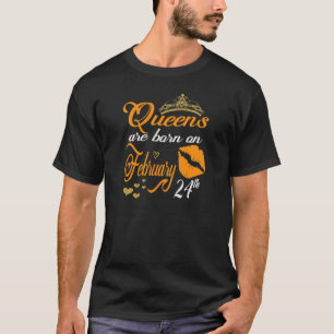 Womens Queens Are Born On February 24Th Pisces Bir T-Shirt