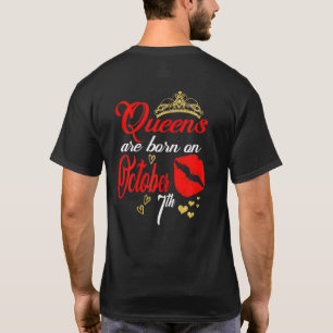 Womens Queens Are Born On October 7th Libra Birthd T-Shirt