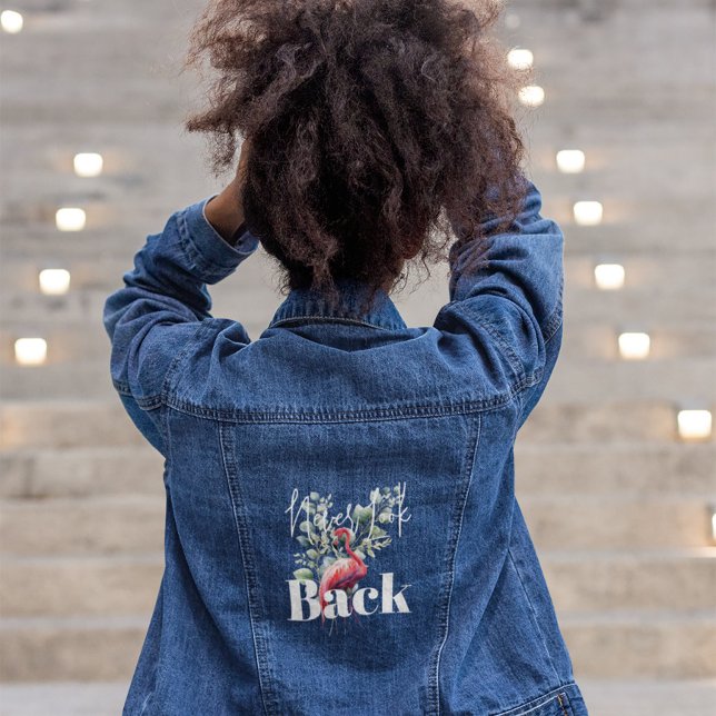 Womens Quote Flamingo  Denim Jacket (Creator Uploaded)