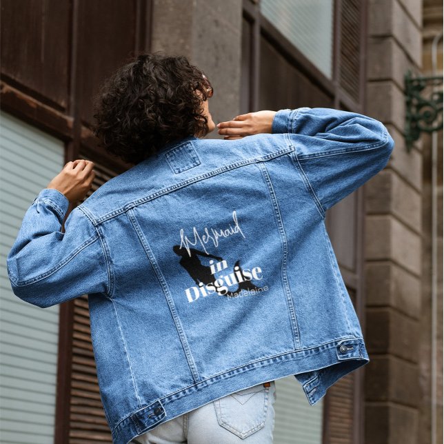 Womens Quote Mermaid Silhouette  Denim Jacket (Creator Uploaded)