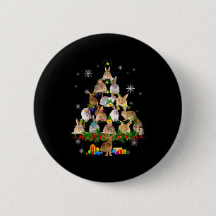 Womens Rabbit Christmas Tree Snow Funny Rabbit Xma 6 Cm Round Badge