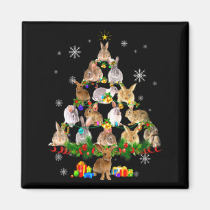 Womens Rabbit Christmas Tree Snow Funny Rabbit Xma Magnet