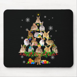 Womens Rabbit Christmas Tree Snow Funny Rabbit Xma Mouse Mat