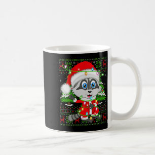 Womens Raccoon Christmas Lights Santa Costume Ugly Coffee Mug