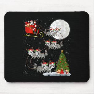 Womens Raccoon Santa Sleigh Flying Funny Magical C Mouse Mat