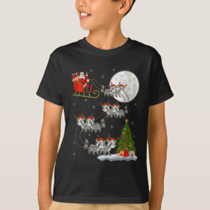 Womens Raccoon Santa Sleigh Flying Funny Magical C T-Shirt