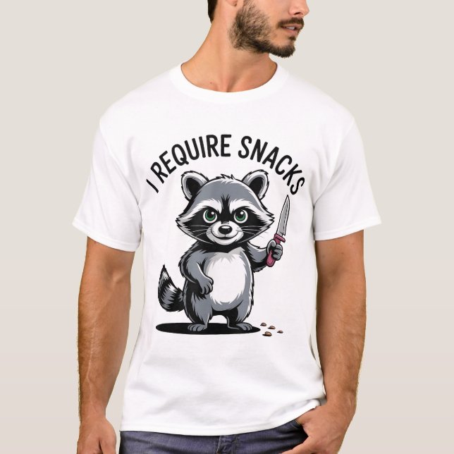 Womens Racoon I Require Snacks Lover Animal  T-Shirt (Front)