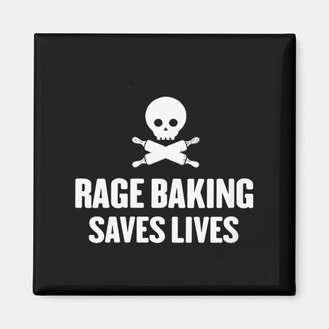 Womens Rage Baking Saves Live Skull Funny Baker Co Magnet (Front)
