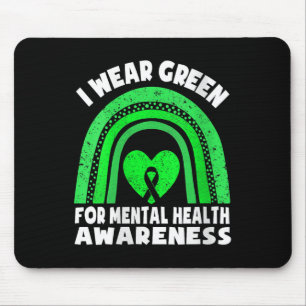 Womens Rainbow In May I Wear Green For Mental Heal Mouse Mat