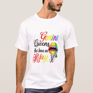 Womens Rainbow Lip Queens Are Born On May 30Th Gem T-Shirt