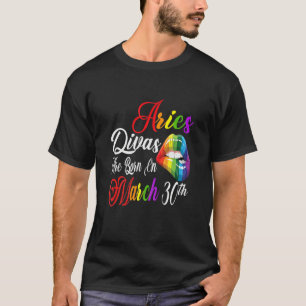 Womens Rainbow Lips Divas Are Born On March 30Th T T-Shirt