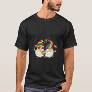 Womens Rainbow Pride Gnomes LGBTQ Christmas Gay Qu T-Shirt