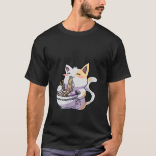 Womens Ramen Cat Kawaii Anime Japanese Kawaii Neko T-Shirt